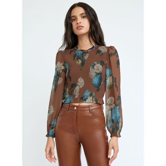 Aritzia Tops - Aritzia Wilfred Tempest Blouse Cognac Floral size medium NWOT‎